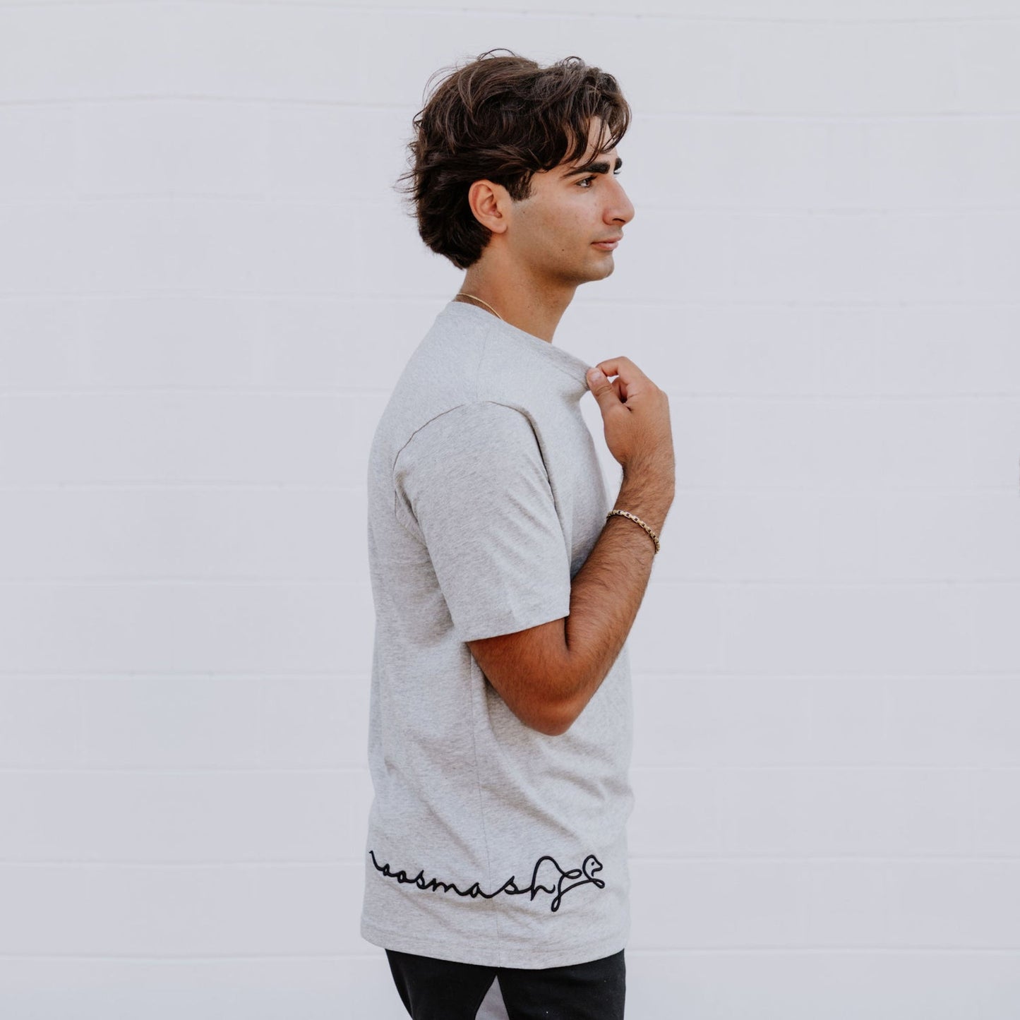 OOsmash men’s Heather Gray T-Shirt made from 100% Supima cotton with soft, premium texture.