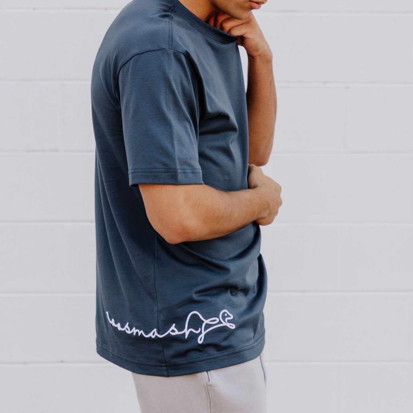 OOsmash men’s navy T-Shirt made from 100% Supima cotton with smooth, premium finish.