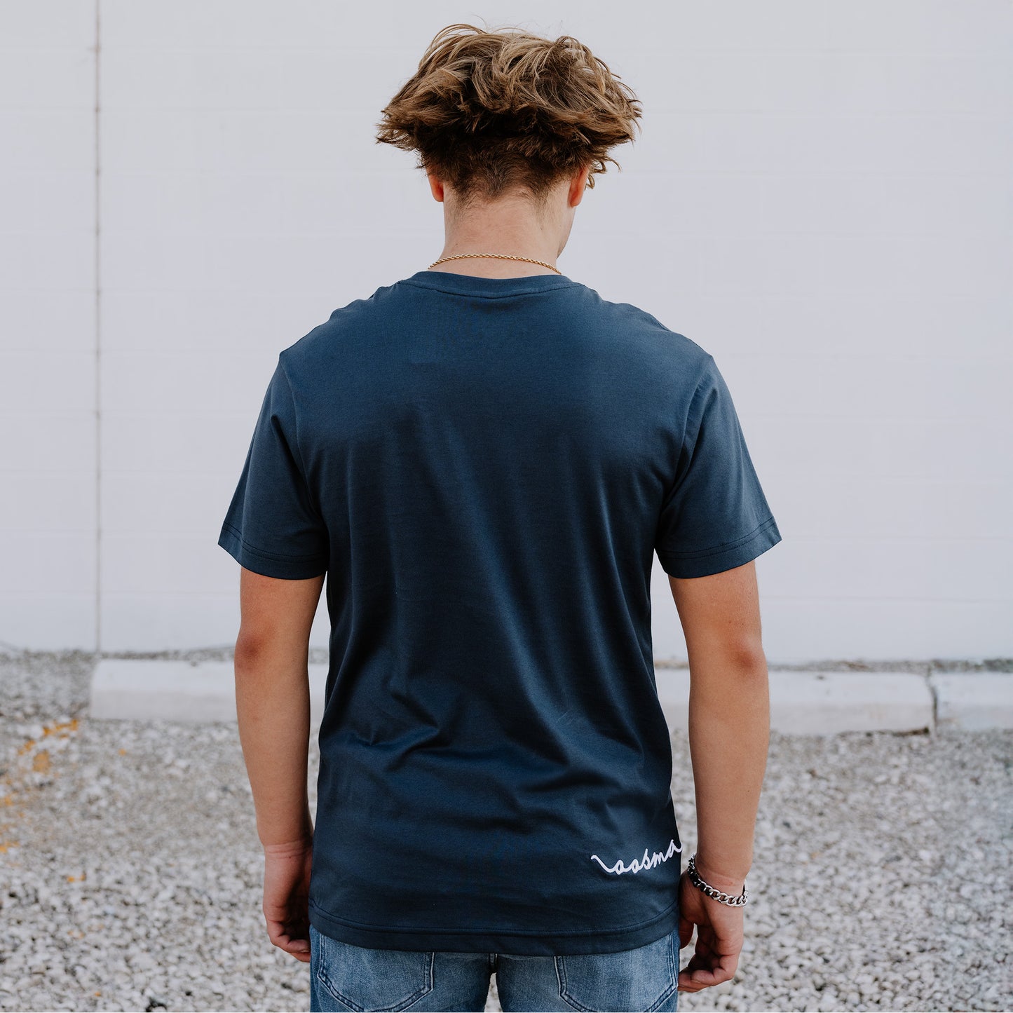 OOsmash men’s navy T-Shirt made from 100% Supima cotton with smooth, premium finish.