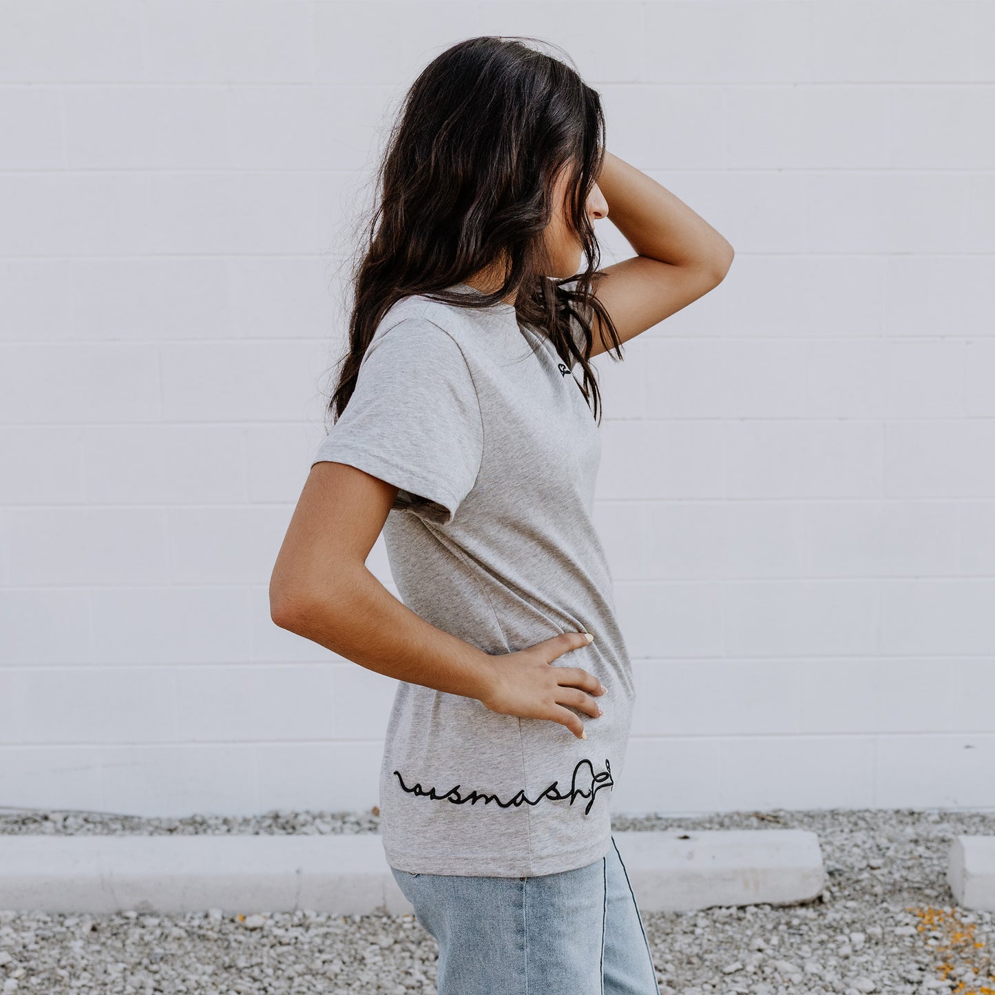 OOsmash women’s Heather Gray T-Shirt made from 100% Supima cotton with soft, premium feel.