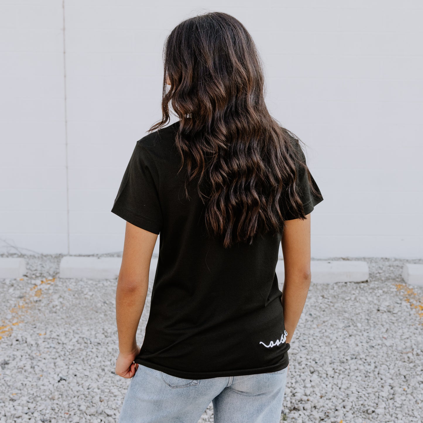 OOsmash women’s black T-Shirt made from 100% Supima cotton with soft, premium finish.