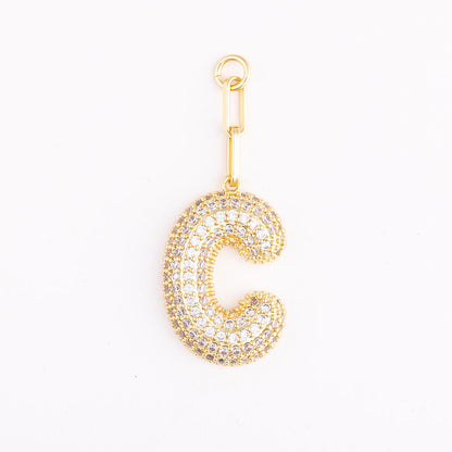 OOsmash 18K Gold Plated Letter Charm C — gold initial C pendant, custom monogram bag charm, personalized gift for her