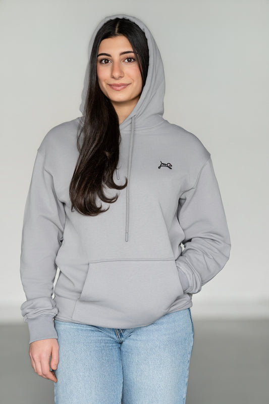 OOsmash Essential Hoodie — women's 100% French Terry Cotton, drawstring hood, embroidered logo, front view