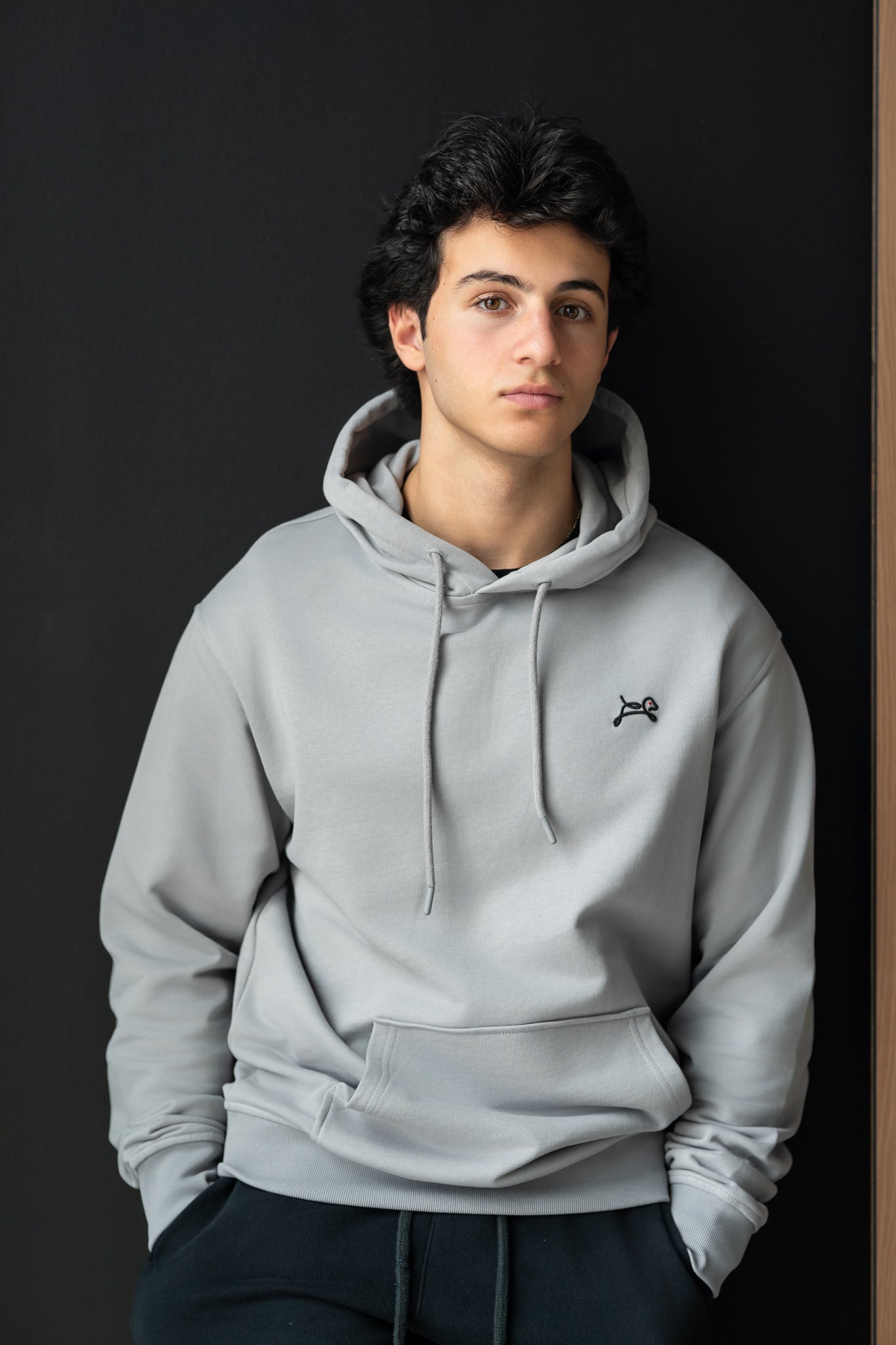 OOsmash Men's Essential Hoodie — front view embroidered logo, premium French Terry cotton relaxed fit hoodie, men's luxury streetwear