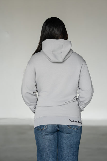 OOsmash women's Signature Hoodie — kangaroo pocket, premium cotton hoodie, minimalist streetwear, back view