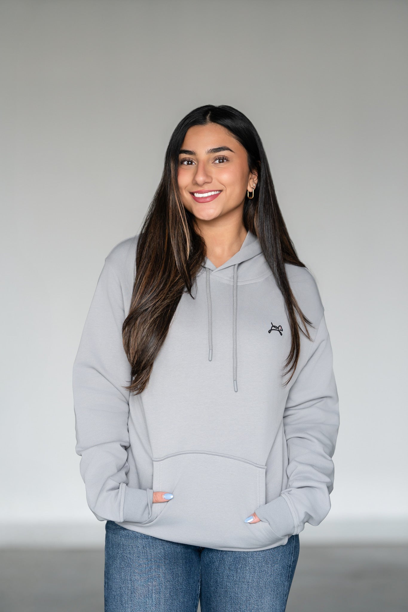 OOsmash On The Go Hoodie — women's full outfit, styled with jeans, lightweight French Terry Cotton, relaxed fit streetwear