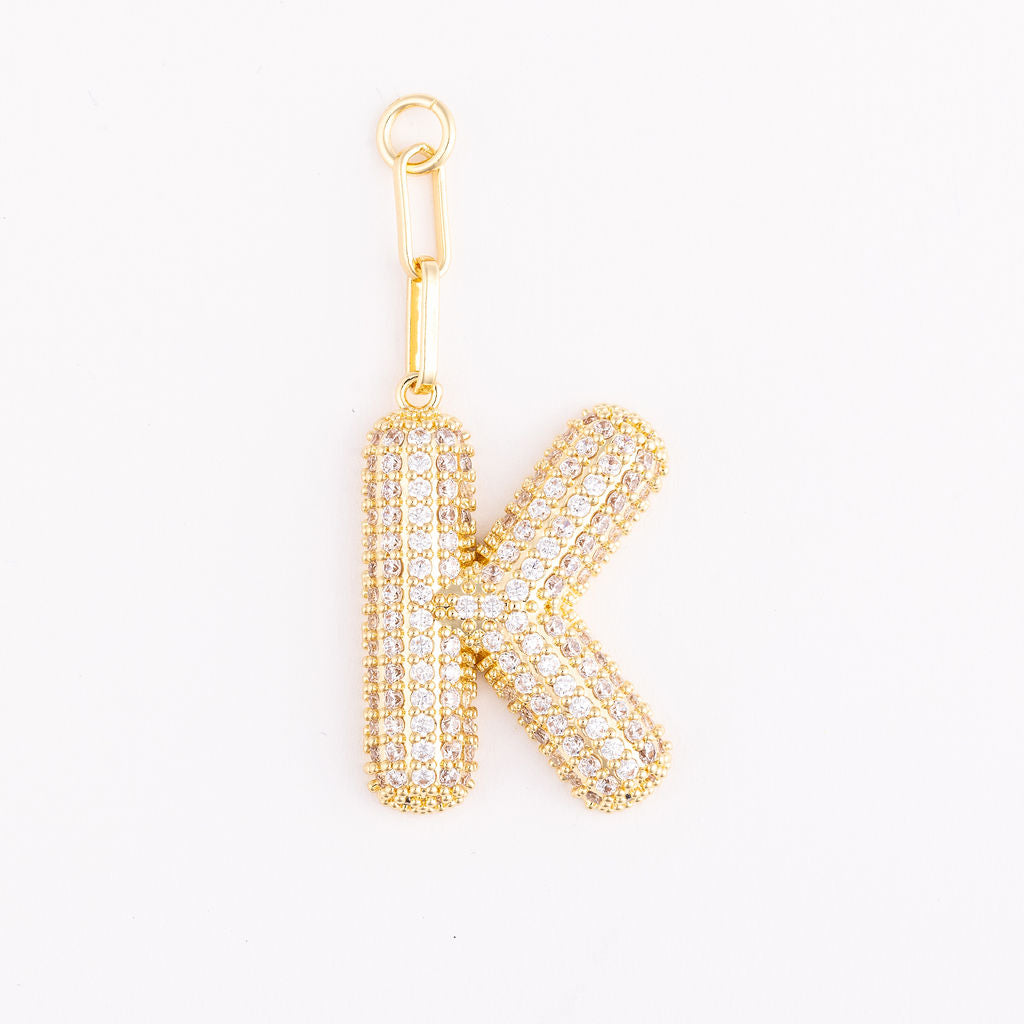 OOsmash 18K Gold Plated Letter Charm K — gold plated initial K pendant, custom monogram bag charm, personalized gift for her