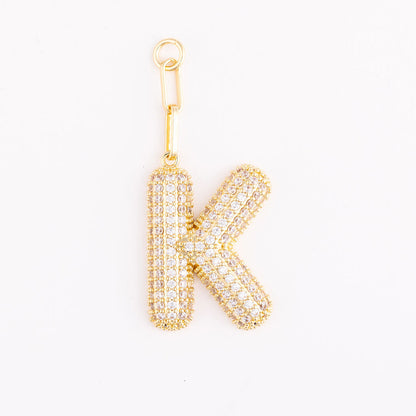 OOsmash 18K Gold Plated Letter Charm K — gold plated initial K pendant, custom monogram bag charm, personalized gift for her