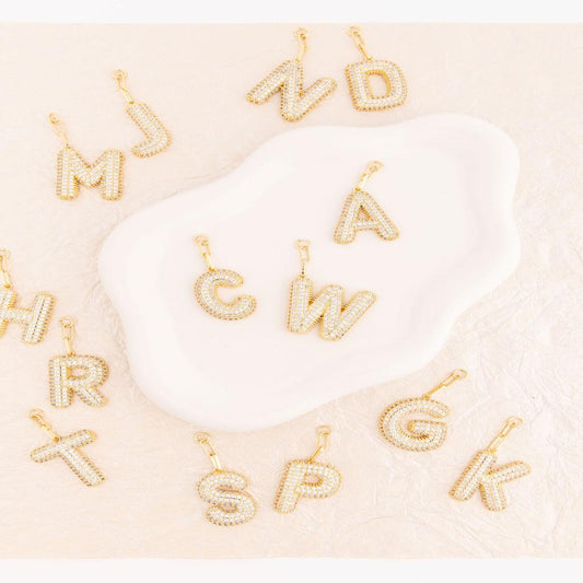 OOsmash 18K Gold Plated Letter Charms — assorted gold initial charms spread out, personalized luxury handbag accessory, gift for her