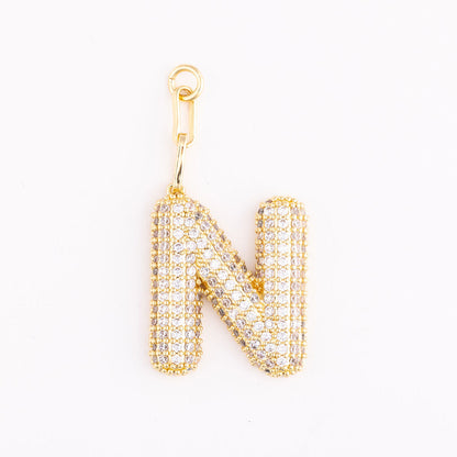 OOsmash 18K Gold Plated Letter Charm N — gold plated initial N pendant, custom monogram bag charm, personalized gift for her