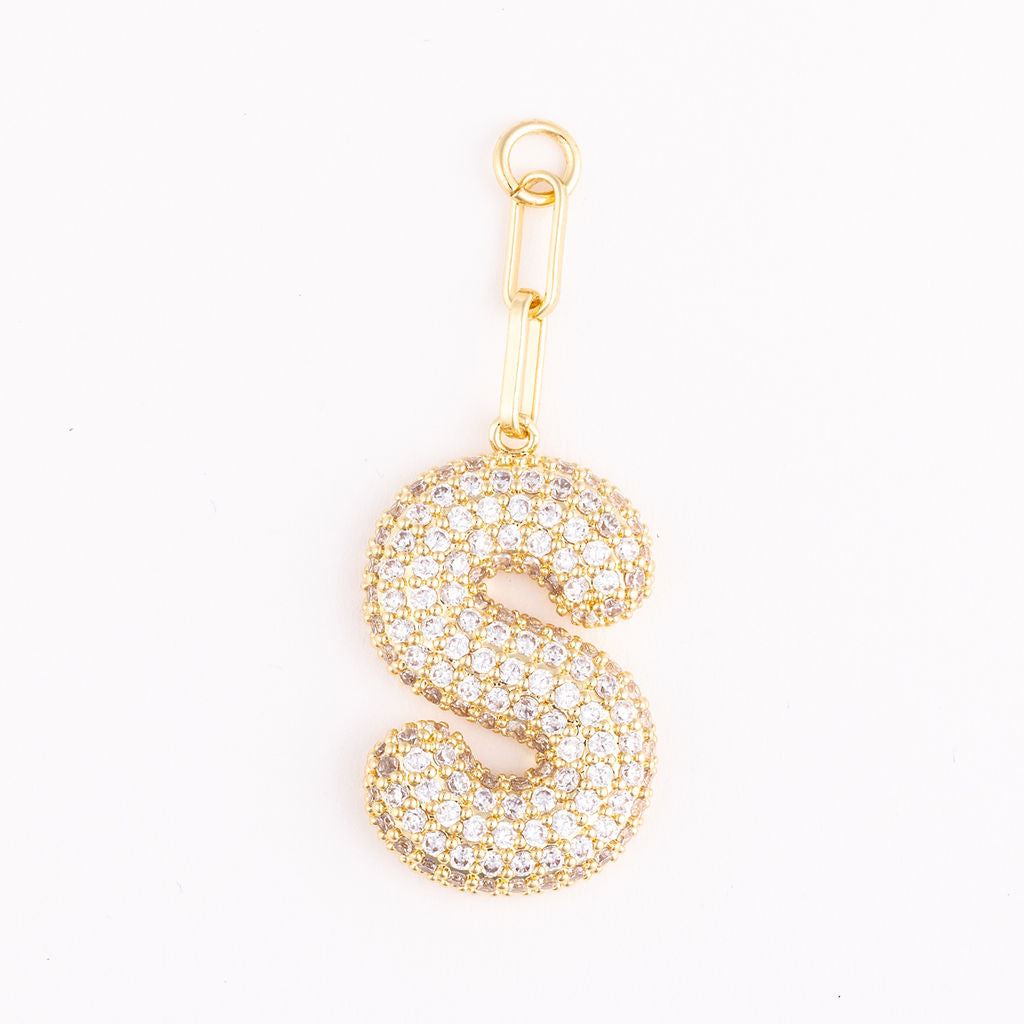 OOsmash 18K Gold Plated Letter Charm S — gold plated initial S pendant, custom monogram bag charm, personalized gift for her