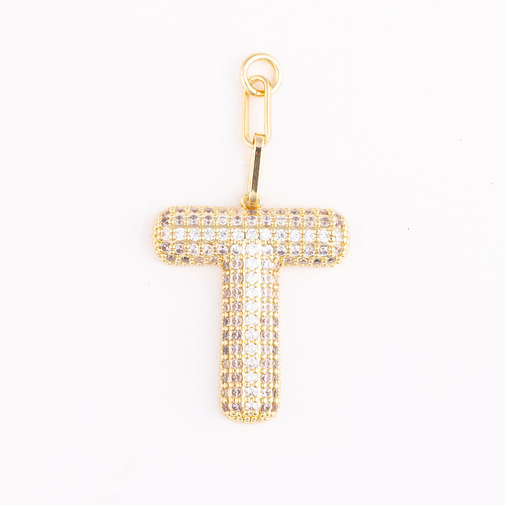 OOsmash 18K Gold Plated Letter Charm T — gold plated initial T pendant, custom monogram bag charm, personalized gift for her
