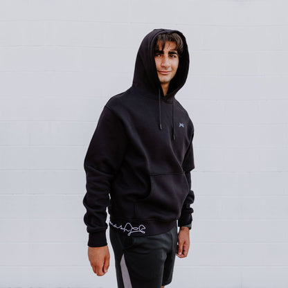 OOsmash men’s black Signature hoodie made from 80% cotton and 20% polyester with premium softness.