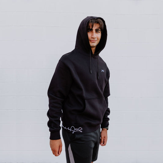 OOsmash men’s black Signature hoodie made from 80% cotton and 20% polyester with premium softness.