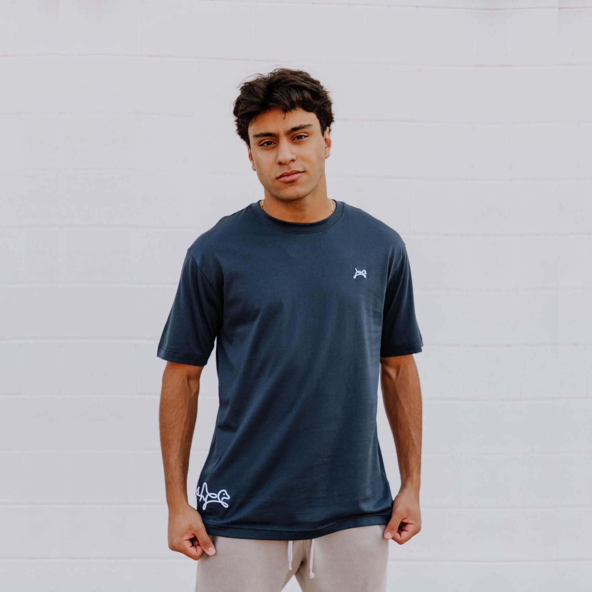 OOsmash men’s navy T-Shirt made from 100% Supima cotton with smooth, premium finish.
