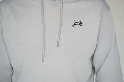 OOsmash On The Go Hoodie — close-up OOsmash embroidered logo on chest, stitch detail, premium French Terry hoodie