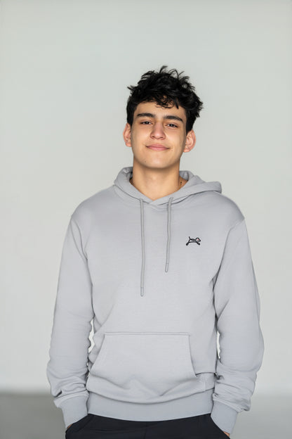 OOsmash On The Go Hoodie — front view embroidered OOsmash chest logo, clean minimal men luxury hoodie, spring summer streetwear