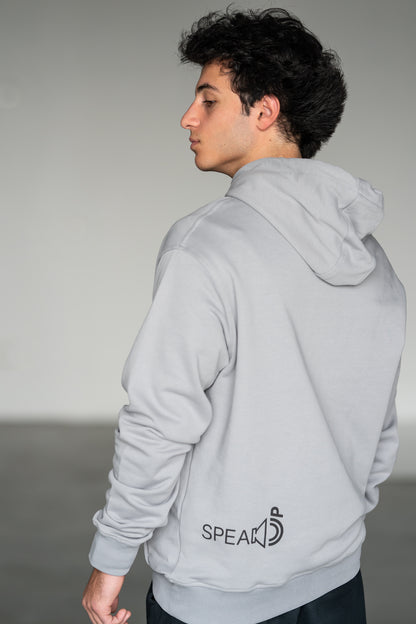 OOsmash Speak Up Hoodie — back view bold Speak Up graphic print, premium men's French Terry hoodie, luxury statement streetwear