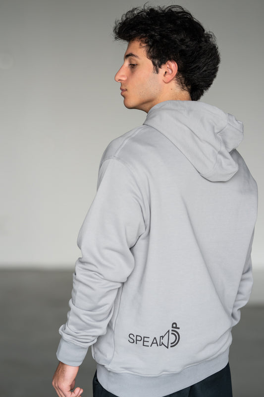OOsmash Speak Up Hoodie — back view bold Speak Up graphic print, premium men's French Terry hoodie, luxury statement streetwear
