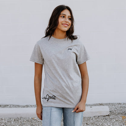 OOsmash women’s Heather Gray T-Shirt made from 100% Supima cotton with soft, premium feel.