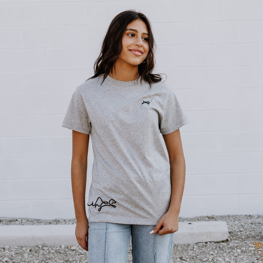 OOsmash women’s Heather Gray T-Shirt made from 100% Supima cotton with soft, premium feel.