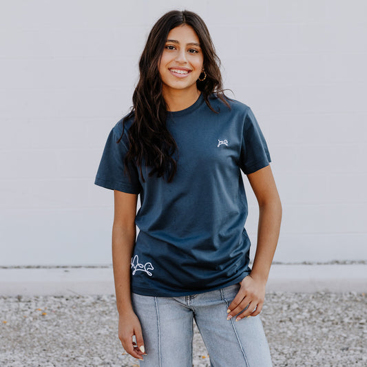 OOsmash women’s navy blue T-Shirt made from 100% Supima cotton with soft, premium finish.