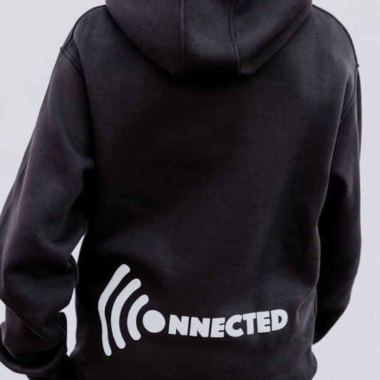 OOsmash women’s black Connected hoodie made from 80% cotton and 20% polyester with soft premium feel.