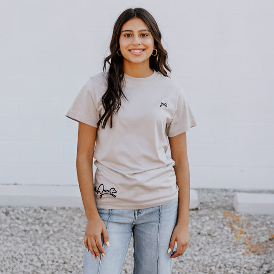OOsmash women’s beige T-Shirt made from 100% Supima cotton with soft, premium texture